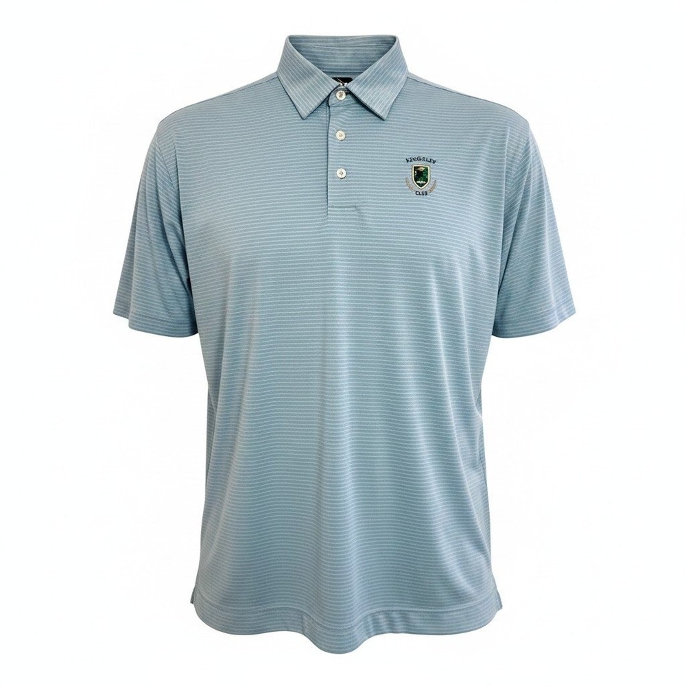 FootJoy FJ Golf Polo Shirt Men's L Blue Striped Kingsley Club Performance